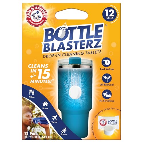 Arm & Hammer Bottle Blasterz - Drop-In Cleaning Tablets - Perfect for Water Bottles, Tumblers, and Coolers - All-Natural Ingredients, Eliminates