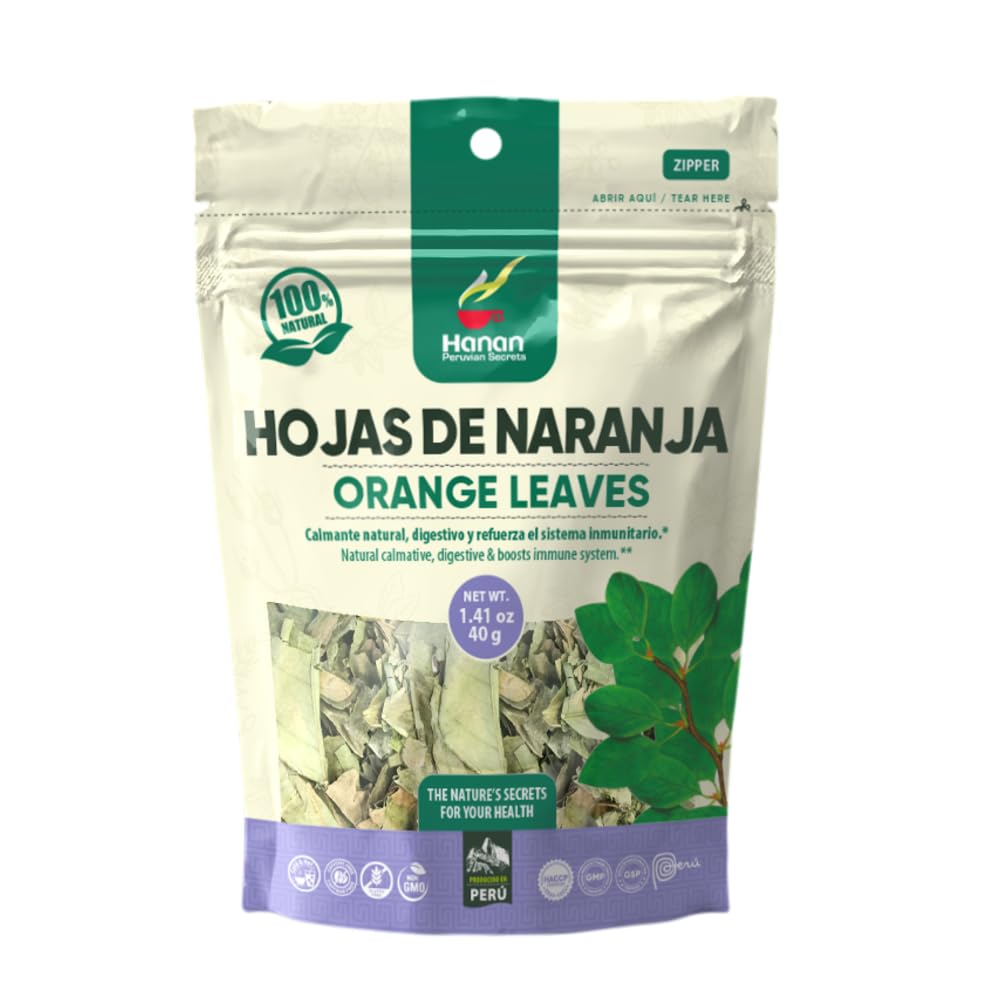 Hanan Peruvian Secrets Hojas De Naranja Herbal Tea | 100% Natural Orange Leaves | 1.41oz / 40g Loose Leaf Bag | Naturally Reduces Occasional Stress