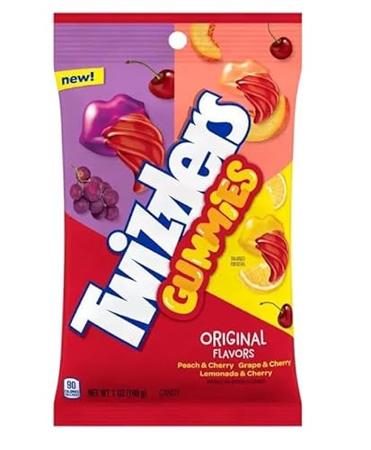 Twizzlers Gummies Peach Grape Lemonade & Cherry 7 oz. Bag