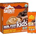 Skout Organic Peanut Butter Chocolate Chip Real Food Bars for Kids (6 Pack) | Organic Snacks for Kids | Plant-Based Nutrition, | Vegan | Gluten