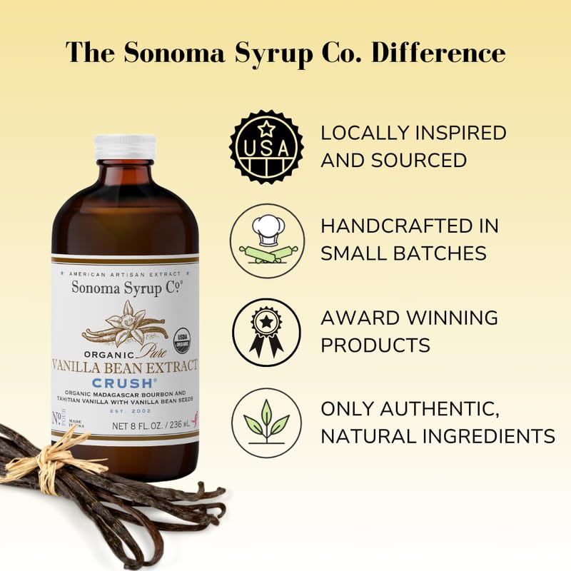 Sonoma Syrup Co Organic Pure Vanilla Bean Extract "Crush", 8 oz