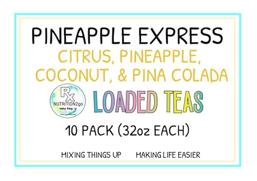RxNutrition 2go Loaded Energy Tea (10 pack bulk, Pineapple Express)