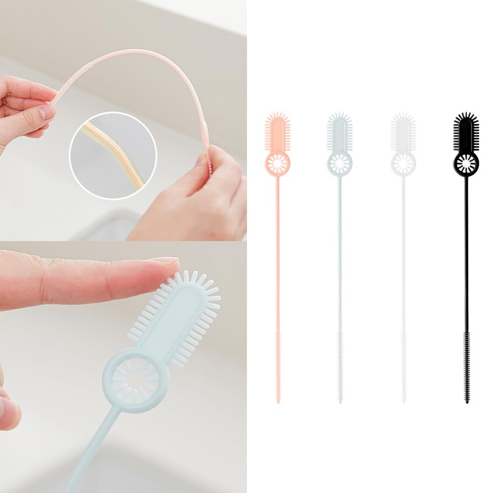 NentMent 8 Pack Iced Coffee Cups Straw Cleaner Brush 3 in 1 Drinking Straws Brush Insulated Tumblers Cleaning Brush for Flip Straw Tumbler Water