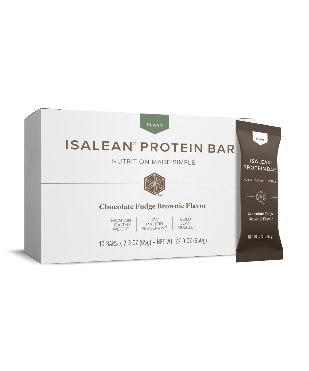 Isagenix Plant-Based IsaLean Protein Bar - Naturally Sweetened Energy Source - Protein Bar with 17g of Pea Protein & 6g of Fiber - Muscle Recovery