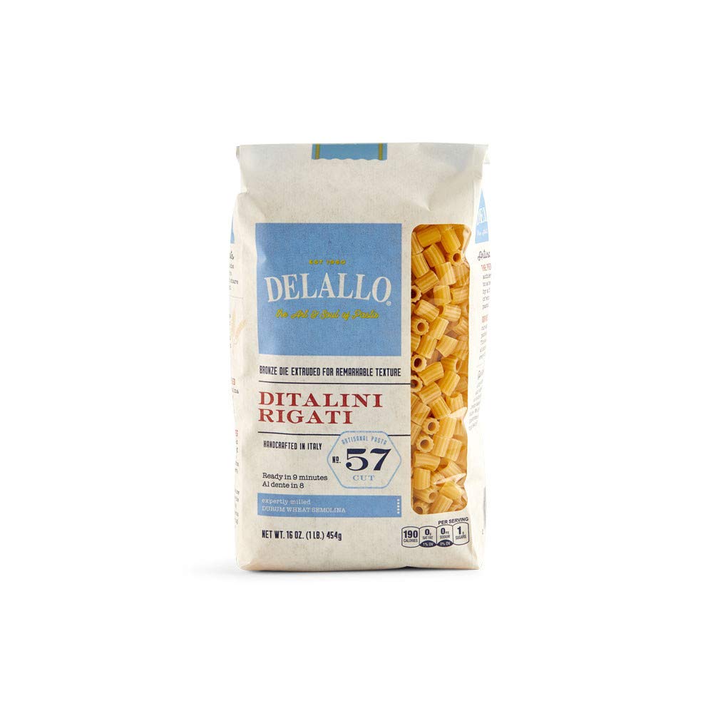 George E Delallo Co Inc Pasta, Ditalini Rigati #57, 16-Ounce (Pack of 8)