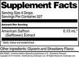 American Saffron Glycerite Liquid Extract (1:5) - Strawberry Flavored (1 oz, ZIN: 523467)