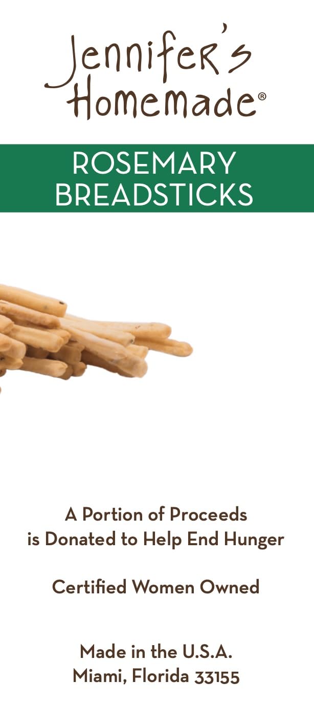 JENNIFERS HOMEMADE Rosemary Breadsticks, VEGAN All Natural, Made with extra virgin olive oil, Crunchy and delicious snack, 5 OZ