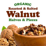 Food to Live Organic Dry Roasted Walnut Halves and Pieces with Himalayan Salt, 8 Ounces - Oven Toasted, Lightly Salted, Great for Baking and Cooking