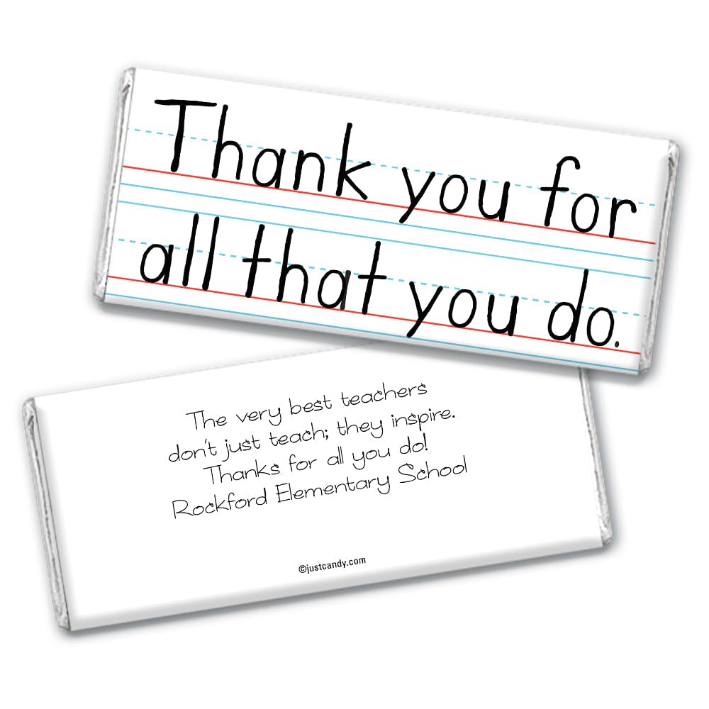 25ct Teacher Appreciation Personalized Thank You Candy Bar Wrappers - Paper
