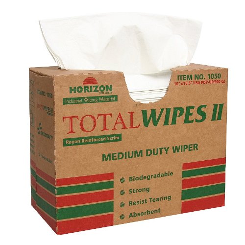 Horizon Industries 4-Ply Tissue Wipes II, 10" x 16.5", 150 Sheets per Box, 6 Boxes per Case