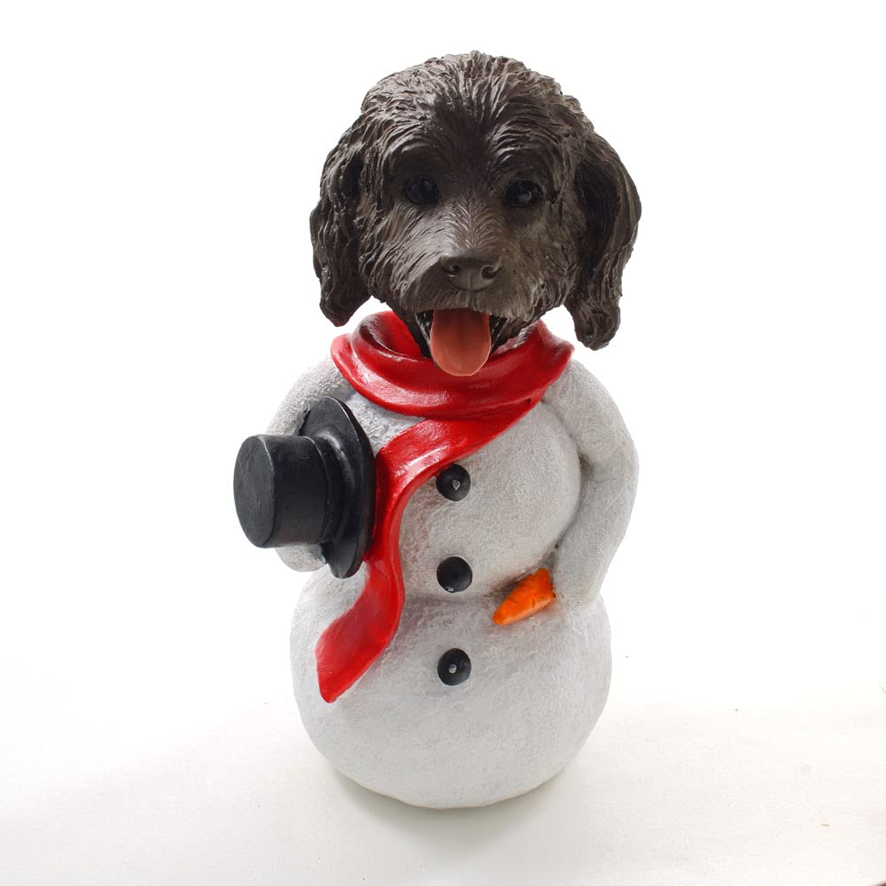 Labradoodle Chocolate Jolly Holidog Snowman Christmas Decoration Figurine Ornament