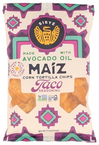 Siete Family Foods Taco Seasoning Maiz Tortilla Chips, 7.5 OZ