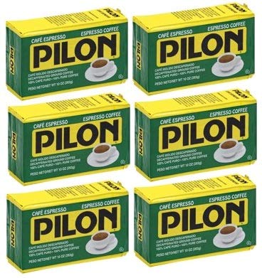Café Pilon Decaffeinated Espresso Ground Coffee, 10-Ounce (Pack of 6)