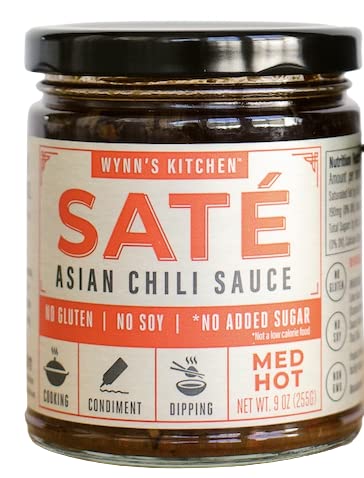 Wynn’s Kitchen Saté Asian Chili Sauce | Spicy Dipping & Cooking Sauce | Sugar-Free, Keto, Paleo, Gluten-Free, Soy-Free, No MSG, Non-GMO | For Noodles