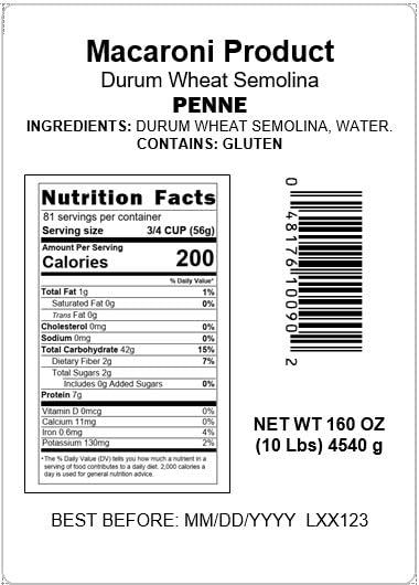Mantova Penne Bulk Pasta - Ideal for Restaurants, Catering, Meal Prep, Large Gatherings, and Pantry Stocking, Made with Premium Durum Wheat