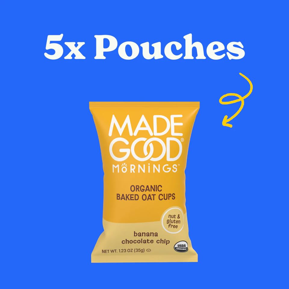 Made Good Mornings Organic Baked Oat Cups, Banana Chocolate Chip (5 Count)