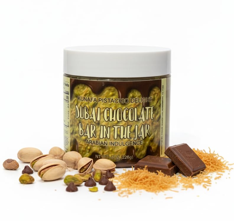 Dubai Chocolate Jar - Gourmet Rich Pistachio Kunafa Treat, Crunchy & Creamy Kunafa Pistachio Chocolate Spread Delight [Choose Flavor & Size] (8 oz