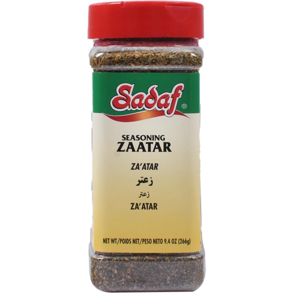 Sadaf Zaatar Seasoning - Green Zaatar Spice for Cooking and Food Seasoning - Spices & Seasonings - Middle Eastern Cuisine - Halal - 9.4 oz PET Bottle