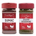 Sumac and Zaatar Set, Sumac Spice 6.4oz + Zaatar Spice 6.4oz, Twin Pack, Essential Duo, Za'atar Seasoning for Breads, Salads, Meats, Hummus, Ground