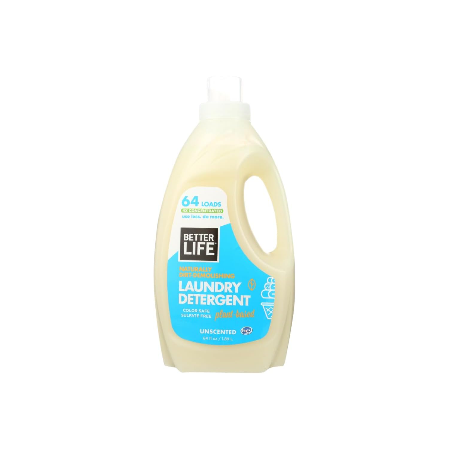 BETTER LIFE Laundry Detergent - Concentrated Liquid Laundry Soap for Automatic Washing Machine - Gentle Unscented Laundry Supplies for Sensitive Skin