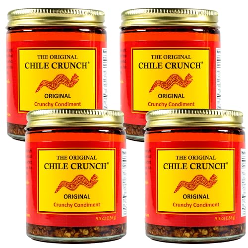 CHILE CRUNCH - Original Spicy Crunchy Condiment - All Natural Roasted Chili Peppers, Garlic & Onion Crisp Sauce - Vegan, Gluten-Free, No Preservatives