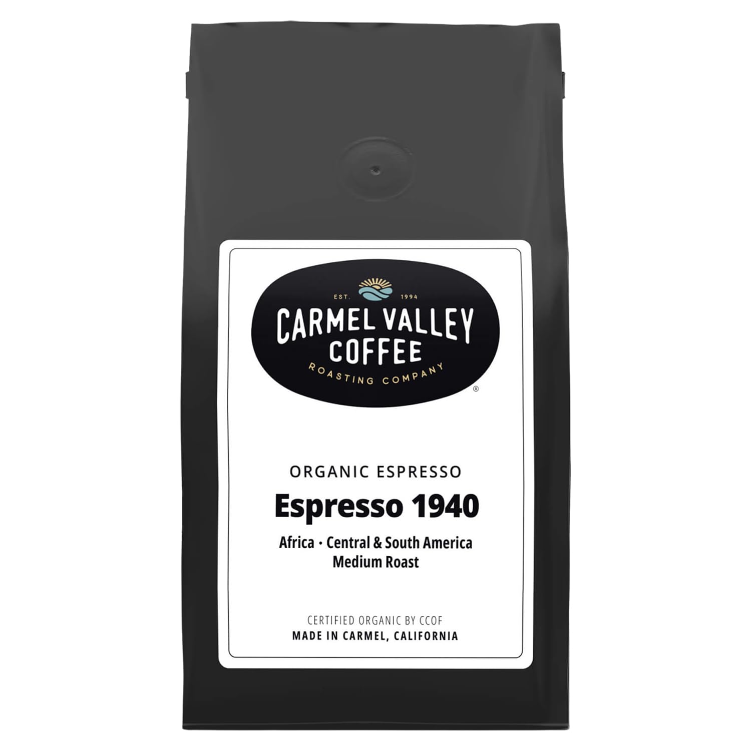 Carmel Valley Coffee Roasting Espresso 1940 - Organic Medium Roast, Africa, Central & South America - Notes of Dried Berries, Toasted Nuts & Baker’s