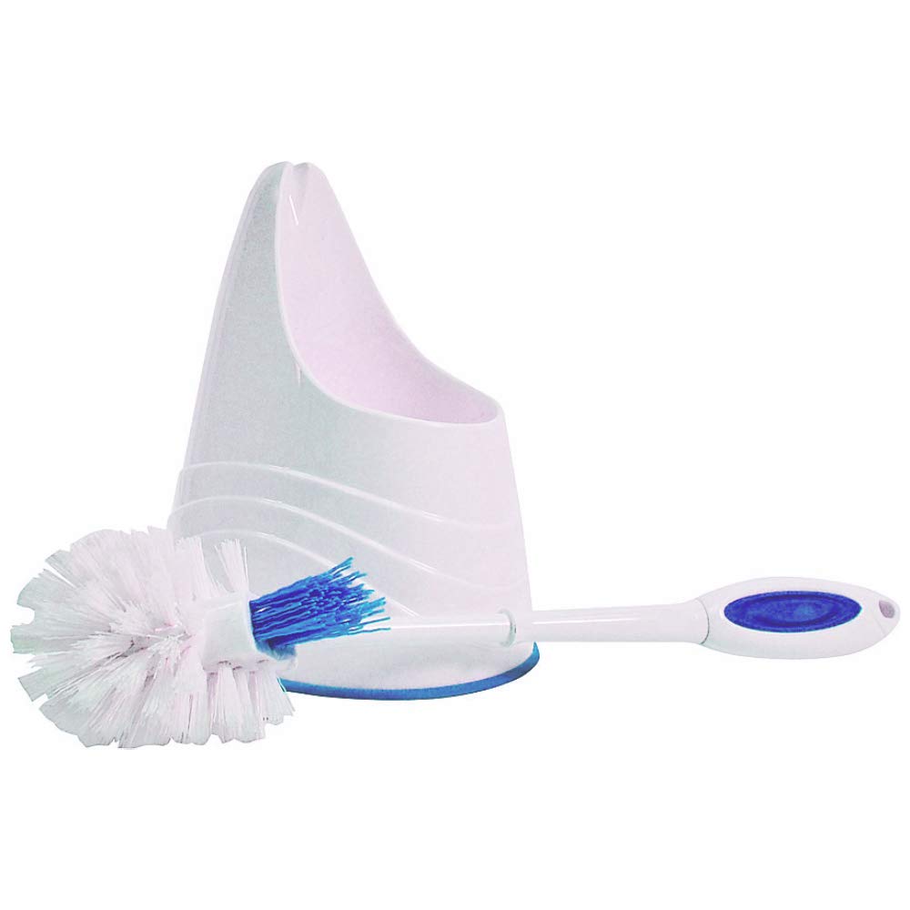 Quickie Toilet Bowl Brush & Holder, White, Toilet Cleaner for Bathroom, Avoids dirt, Comfort Grip, Deep Clean