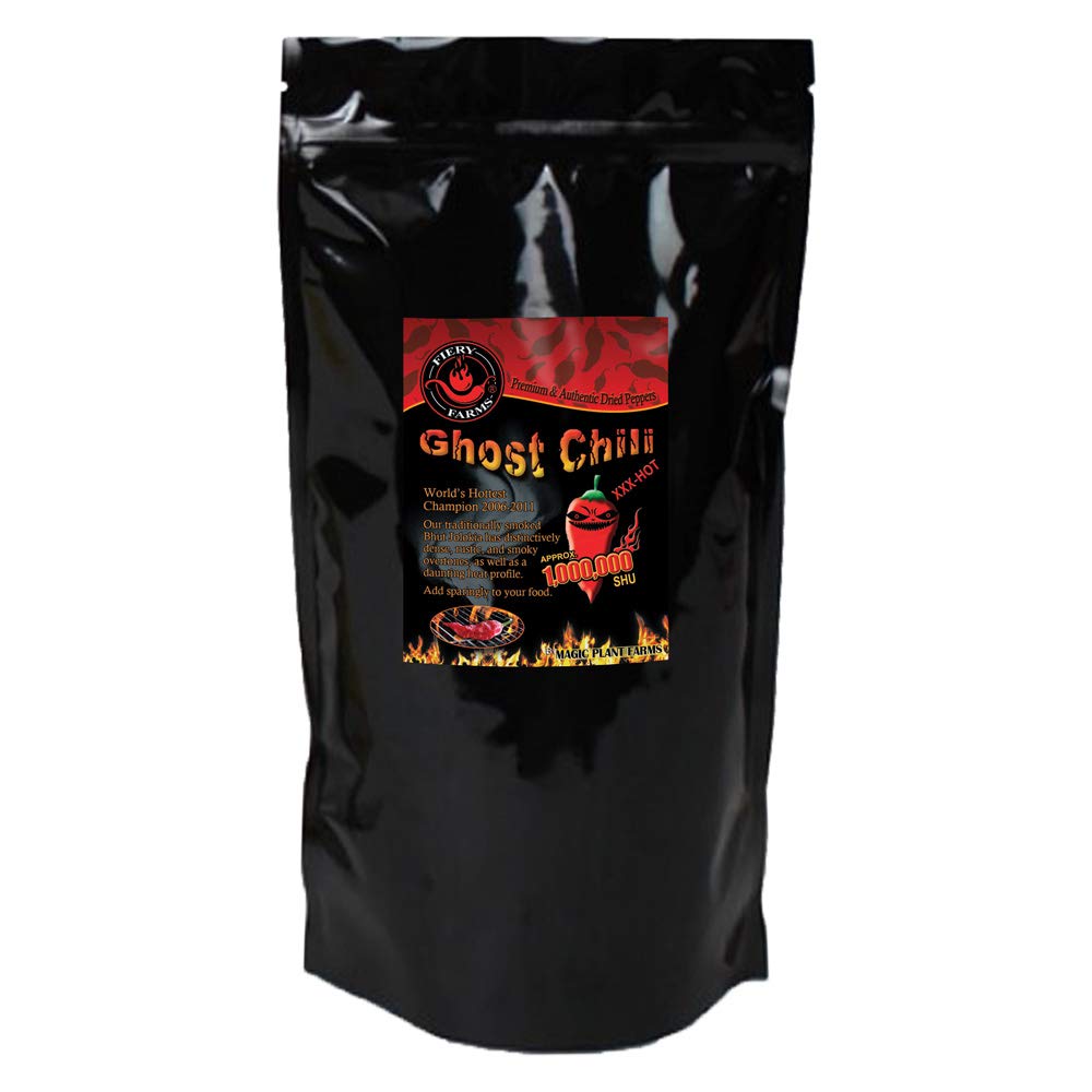 Bhut Jolokia Whole Smoked Dried Pods by Magic Plant | Rich Smoky Bold Flavor Superhot Ghost Pepper (1lb Bulk)