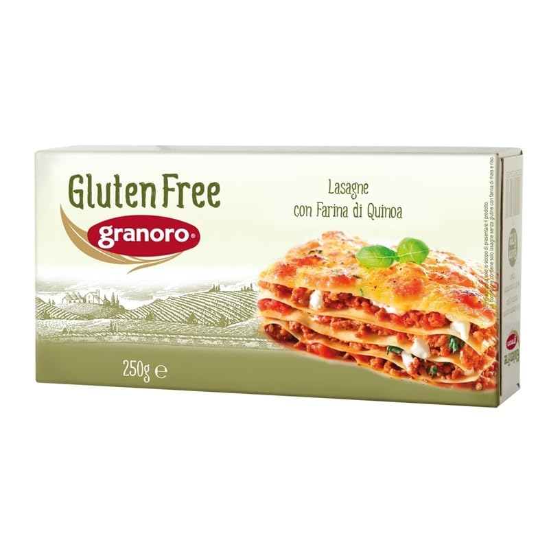 Granoro Gluten-Free Lasagne with Quinoa Flour #470 -Authentic Italian Oven-Ready Lasagna Sheets, Corn & Rice Pasta, Firm Texture, Made in Italy (250g)
