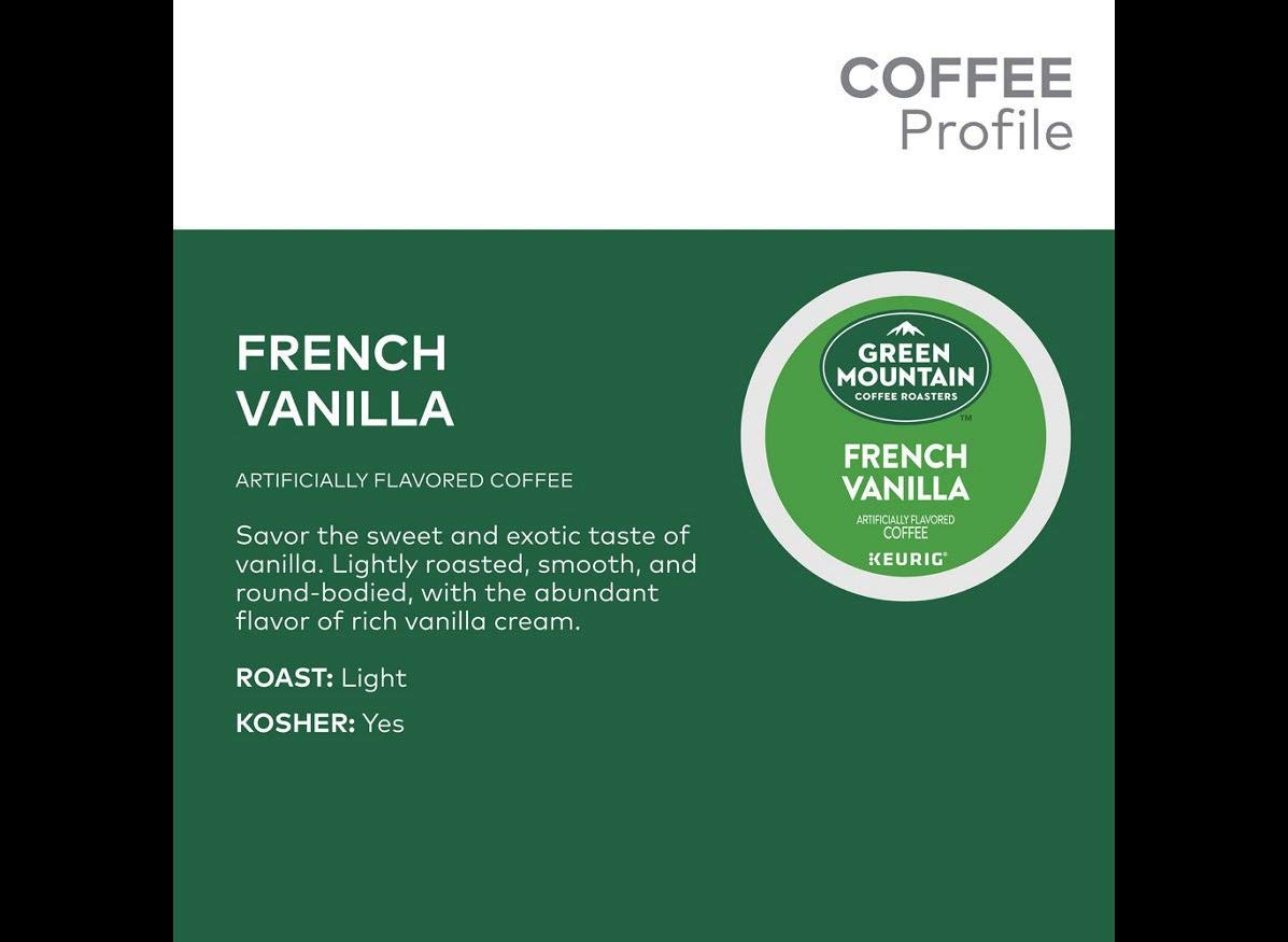 Green Mountain Coffee, French Vanilla, Single-Serve Keurig K-Cup Pods, Light Roast Coffee, 192 Count (8 Boxes of 24 Pods)