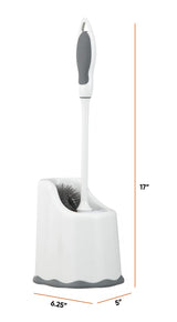 Superio Toilet Bowl Brush and Holder with Under Rim Cleaner for Bathroom, Toilet Brush and Caddy with Non Scratch Bristles and Under Rim Lip Brush
