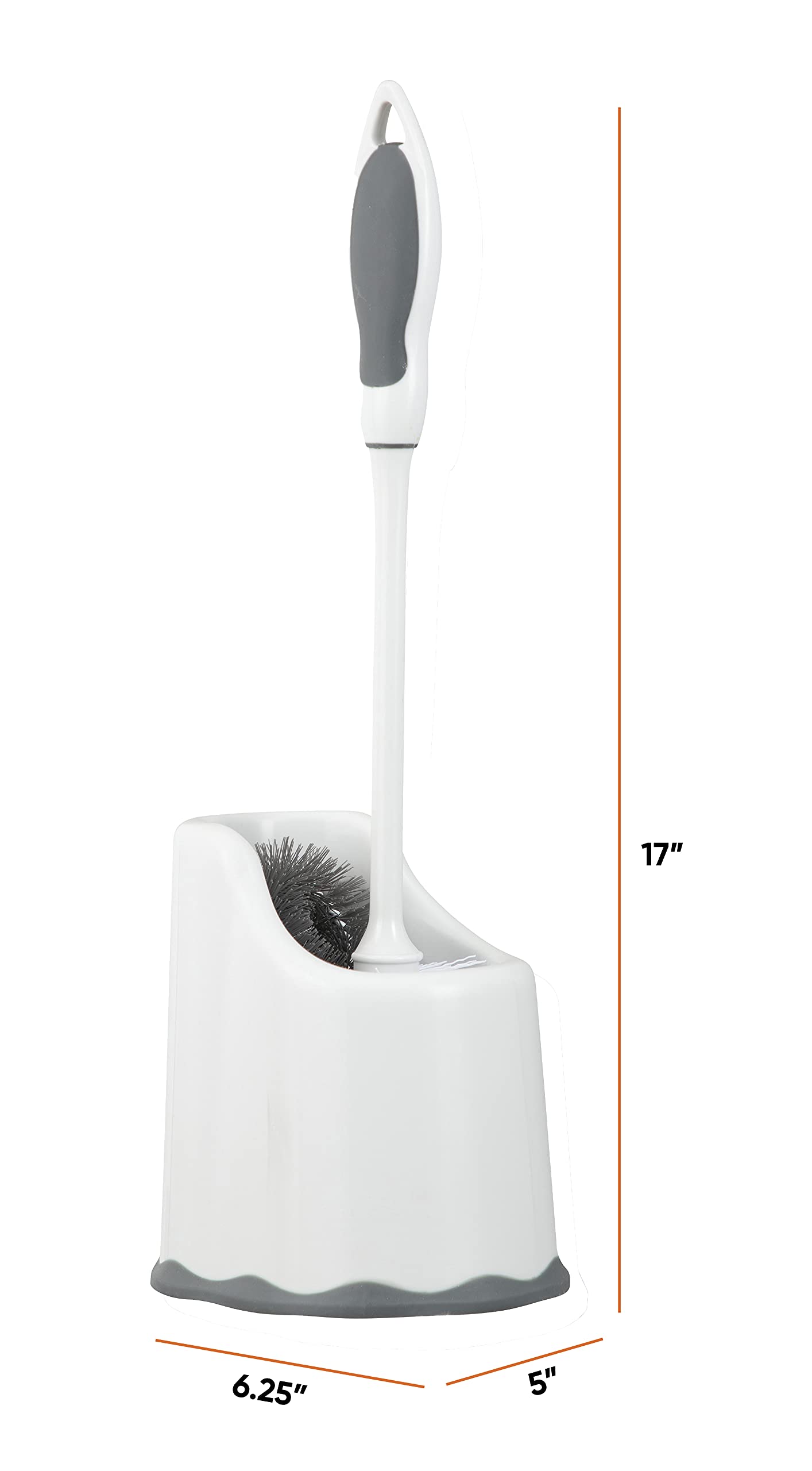 Superio Toilet Bowl Brush and Holder with Under Rim Cleaner for Bathroom, Toilet Brush and Caddy with Non Scratch Bristles and Under Rim Lip Brush