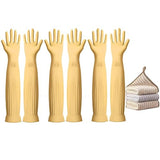 Vsootal 3- Pair 17.8 - Inch Elbow - Length Reusable Rubber Waterproof Household Cleaning and Kitchen Dishwashing Gloves - Small Size