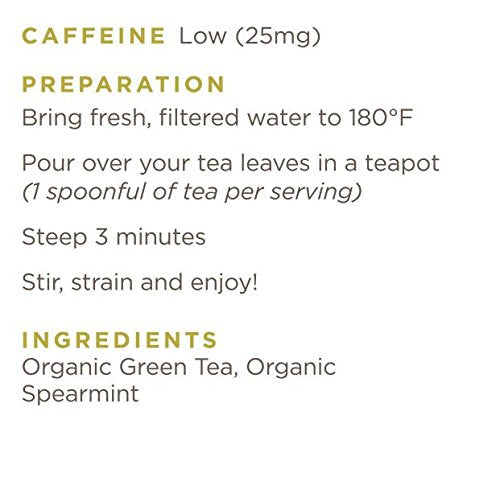 Golden Moon Tea Organic Moroccan Mint Green Tea - Loose Leaf, Non-GMO - Half Pound (96 Servings)
