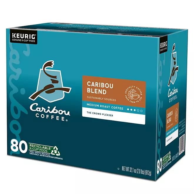Worldwide Nutrition Bundle Compatible with Caribou Coffee K-Cups Medium Roast - Ground Coffee with Sweet, Spicy & Berry Notes - 80 Count Single-Serve