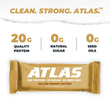 Atlas Real Food Protein Bar - 20g Protein, 11g Fiber, 1g Sugar, No Seed Oils, No Artificial Sweeteners (Salted Peanut Butter, 12 Count)