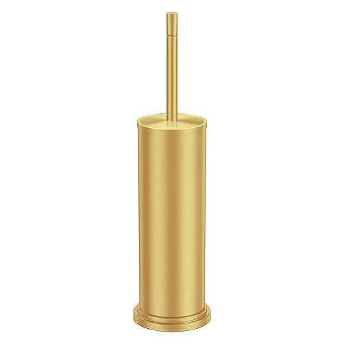 Gold Toilet Brush and Holder Set,304 Stainless Steel Toilet Brush for Bathroom with Long Handle, Heavy Duty Brass Toilet Bowl Brush,Removable Inner