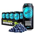 RIOT Clean Energy Drink - Berry | No Sucralose, No Sugar Added, No Artificial Flavors | 160mg Natural Caffeine + 100mg L-Theanine | Clean Focus