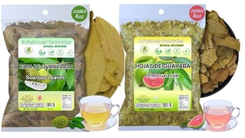 BexpertsUSA - Guayaba(Guava) Leaf Tea (4 oz) + Guanábana (Soursop) Leaves Tea (4 oz) - Wildcrafted Loose Leaf Herbal, Viral Combo - 100% Natural