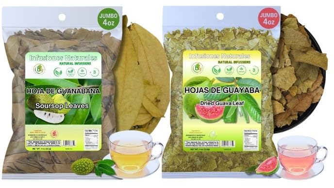 BexpertsUSA - Guayaba(Guava) Leaf Tea (4 oz) + Guanábana (Soursop) Leaves Tea (4 oz) - Wildcrafted Loose Leaf Herbal, Viral Combo - 100% Natural