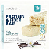 Wonderslim High Fiber Protein Bars, Fluffy Vanilla Crisp | 15g Protein, 6g Fiber | Low Sugar, Low Carb | Healthy Indulgence | Satisfying, Supports