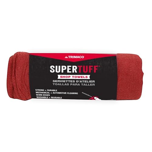 Trimaco SuperTuff Red Shop Towels, 14-inch x 14-inch, 5-Pack