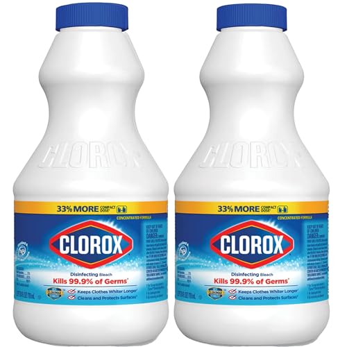 Clorox Regular Disinfecting Bleach Cleaner, 2 Pack Concentrated Liquid Bleach, Removes Mold, Mildew and Stains, Whitens, for Multi Purpose Cleaning