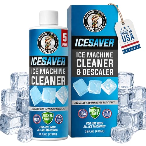 HVAC Guys Ice Machine Cleaner and Descaler 16oz (5 Uses) Removes Scale and Mineral Buildup for Clean, Fresh-Tasting Ice, Nickel and Tin Safe, Made in