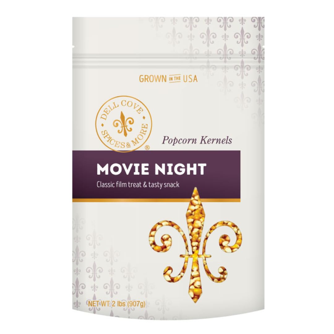 Movie Night Gourmet Popcorn Kernels, Two Pounds | Classic Yellow Butterfly Popcorn | Tasty Plant Based Snacks for Home Movie Nights and Board Game