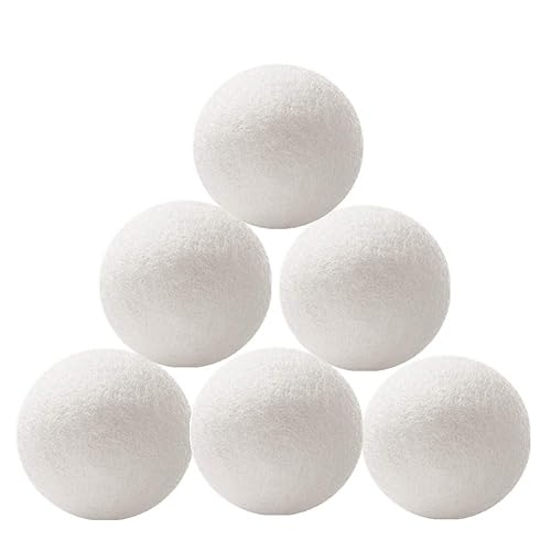 Wool Dryer Balls 6 Pack - XL Premium Reusable Dryer Balls Replace Laundry Drying Natural Fabric Softener
