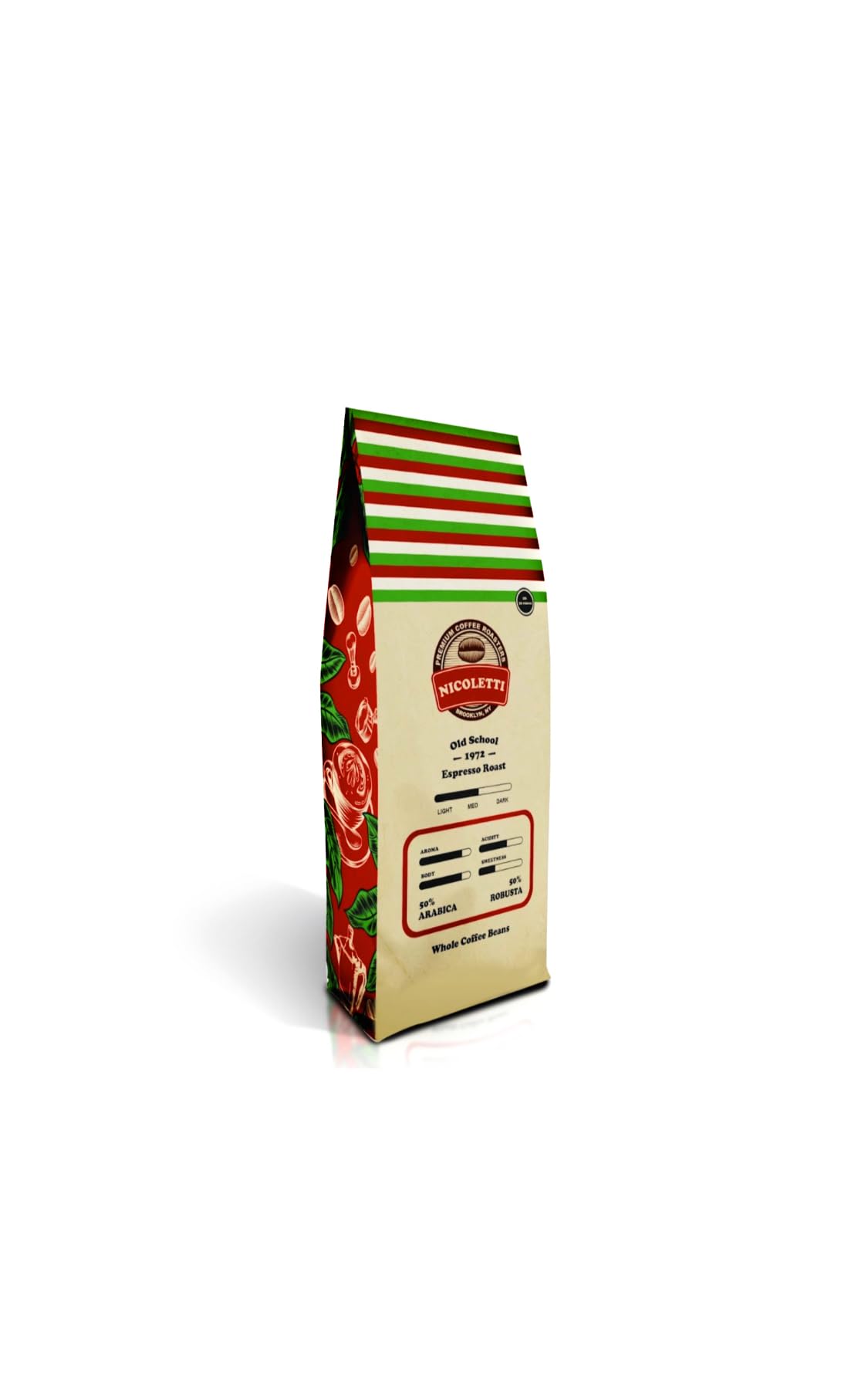 Nicoletti “Old School 1972” Espresso Roast [Whole Beans 2lb] Made in Brooklyn NY Since 1972 (Fresh Roasted Espresso with Date Stamp)