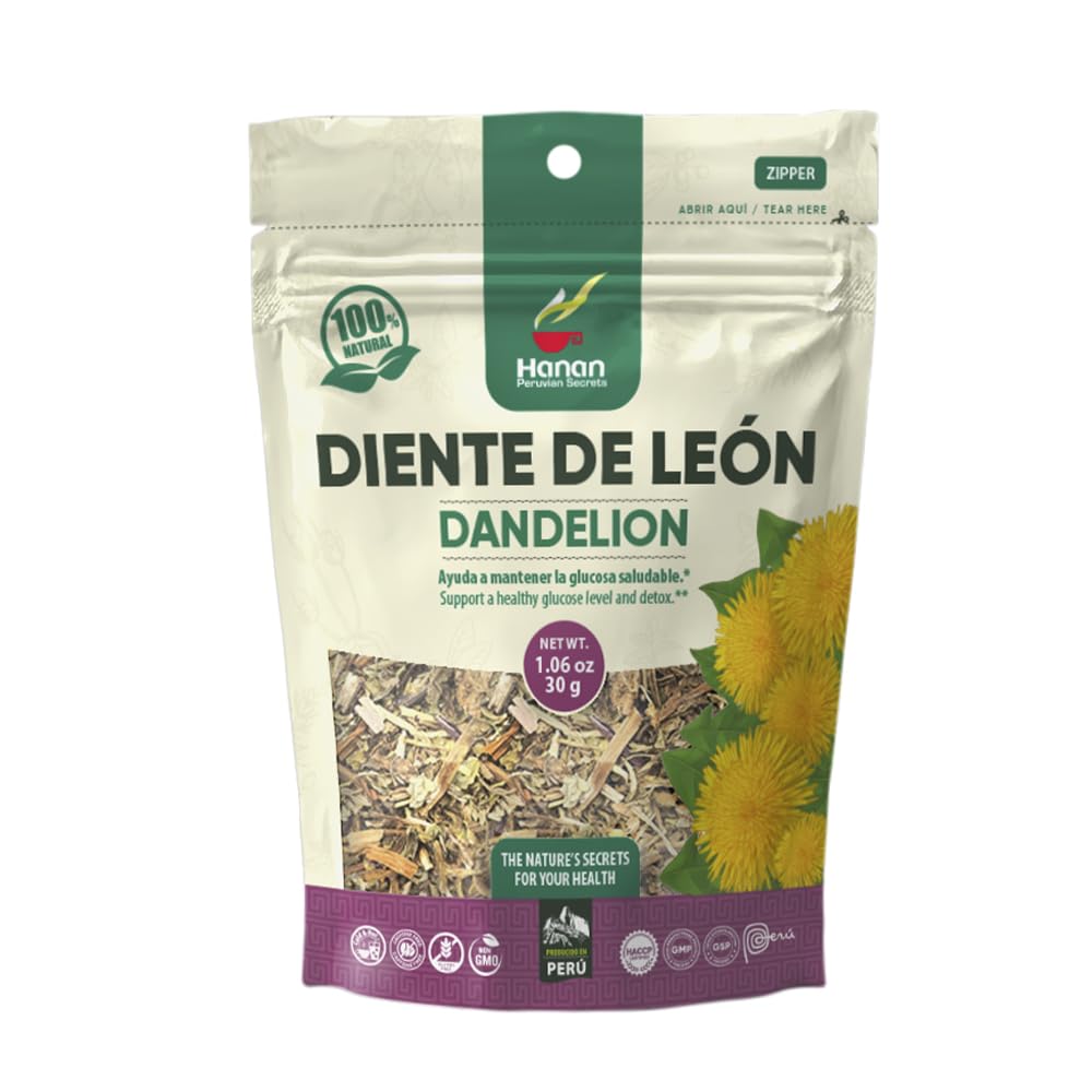 Hanan Peruvian Secrets Diente De Leon Herbal Tea | 100% Natural Dandelion Leaves | 1.06oz / 30g | Naturally Supports Healthy Digestion | Soothes