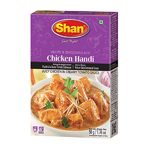 Shan Chicken Handi Recipe and Seasoning Mix 1.76 oz (50g) - Spice Powder for Juicy Chicken in Creamy Tomato Sauce - Suitable for Vegetarians