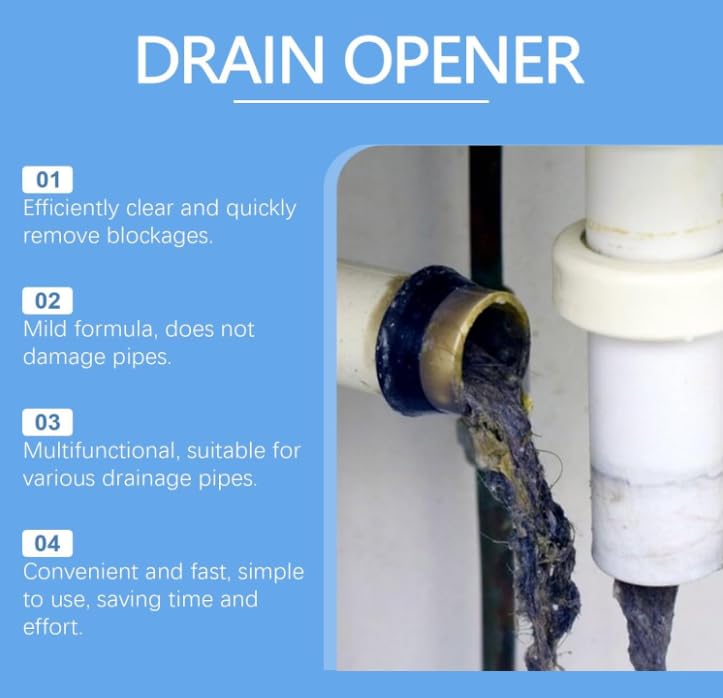 Crystal Lye Drain Opener,Powerful Pipe Dredging Agent, Sink & Drain Cleaner Powder, Toilet Cleaner Foam PowderAll-Purpose Drain Unblocker for Kitchen
